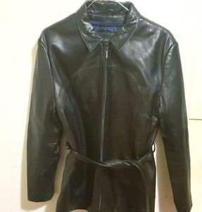 Womens S Black Leather Coat